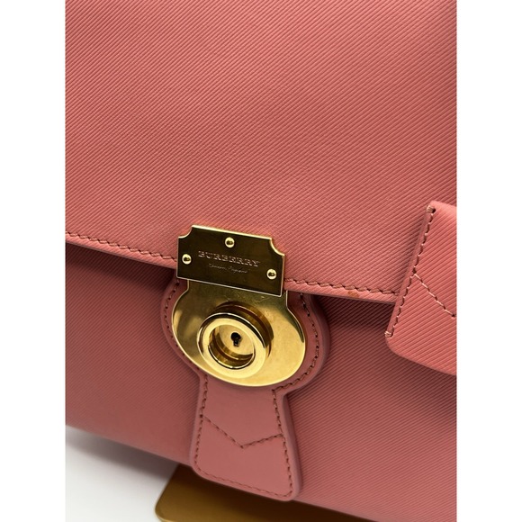 Burberry Bag Bi Color Pink Trench Calf Leather Top Handle Bag Career Authentic - Picture 7 of 16